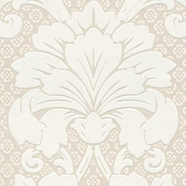 A.S. Création | Vliesová tapeta na stenu Luxury Wallpaper 30544-1 | 0,52 x 10 05 m | biela, metalická, krémová