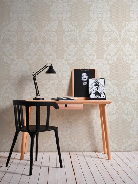 A.S. Création | Vliesová tapeta na stenu Luxury Wallpaper 30544-1 | 0,52 x 10 05 m | biela, metalická, krémová