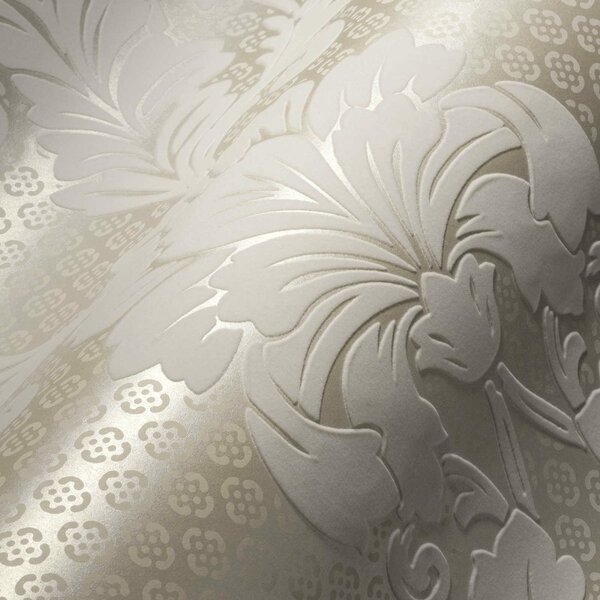 A.S. Création | Vliesová tapeta na stenu Luxury Wallpaper 30544-1 | 0,52 x 10 05 m | biela, metalická, krémová
