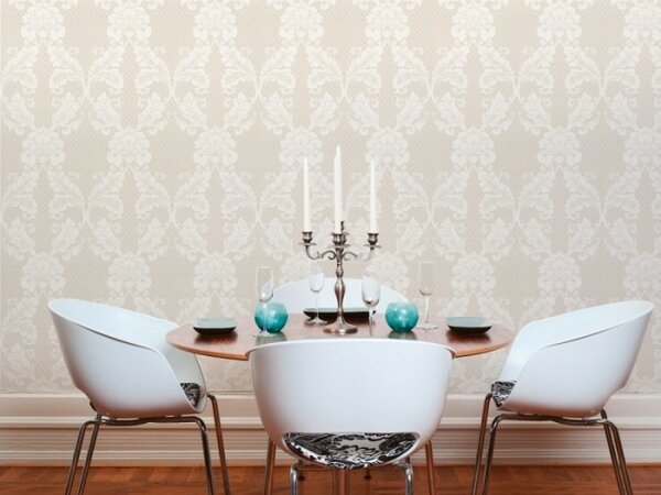 A.S. Création | Vliesová tapeta na stenu Luxury Wallpaper 30544-1 | 0,52 x 10 05 m | biela, metalická, krémová