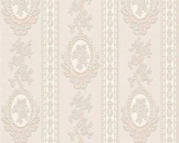 A.S. Création | Vinylová tapeta na stenu Belle Epoque 1861-33 | 0,53 x 10,05 m | metalická, krémová, béžová