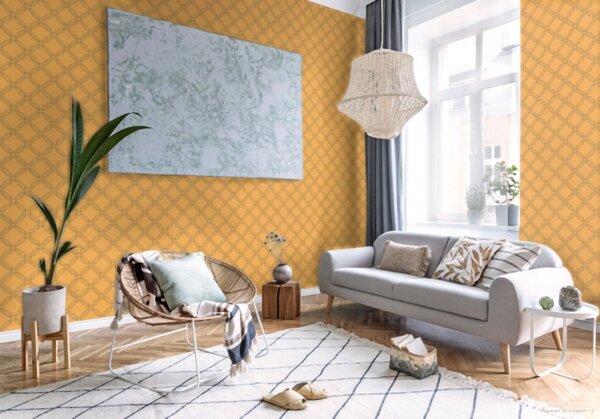 A.S. Création | Vliesová tapeta na stenu Pop Style 37477-5 | 0,53 x 10,05 m | zlatá, žltá
