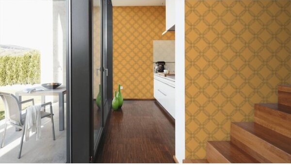 A.S. Création | Vliesová tapeta na stenu Pop Style 37477-5 | 0,53 x 10,05 m | zlatá, žltá