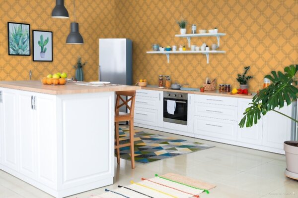 A.S. Création | Vliesová tapeta na stenu Pop Style 37477-5 | 0,53 x 10,05 m | zlatá, žltá