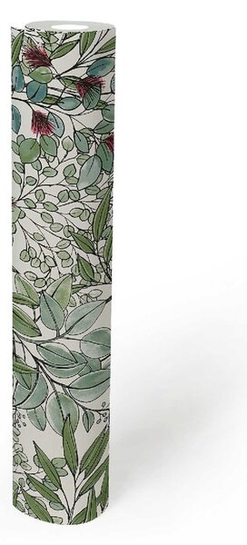 A.S. Création | Vliesová tapeta na stenu Geo Nordic 37534-1 | 0,53 x 10,05 m | zelená, biela, fialová, čierna