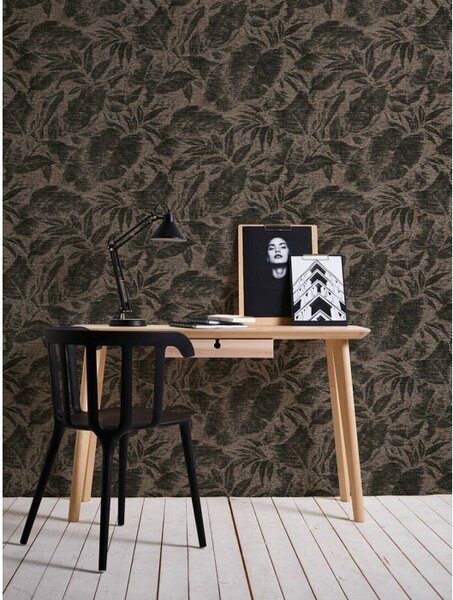 A.S. Création | Vliesová tapeta na stenu Greenery 37219-2 | 0,53 x 10,05 m | čierna, hnedá