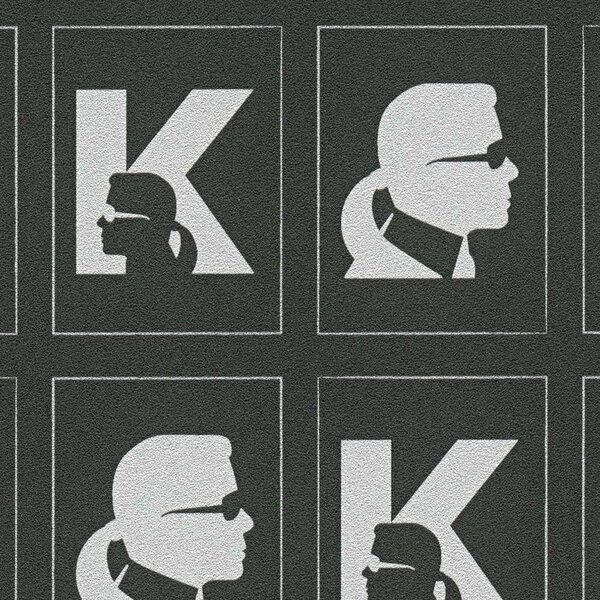 A.S. Création | Vliesová tapeta na stenu Karl Lagerfeld 37842-3 | 0,53 x 10,05 m | čierna, metalická, šedá