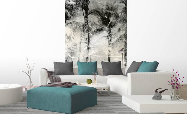 DIMEX | Vliesové fototapety na stenu Abstrakt palmy MS-2-0374 | 150 x 250 cm | čierna, biela