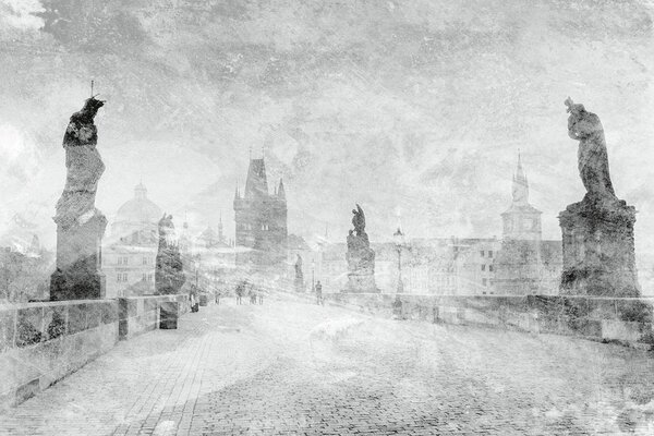 DIMEX | Vliesové fototapety na stenu Abstrakt Karlov most II. MS-5-0372 | 375 x 250 cm | šedá
