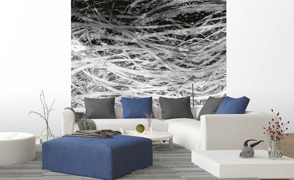 DIMEX | Vliesová fototapeta na stenu Abstrakt seno II. MS-3-0382 | 225 x 250 cm | šedá, biela, čierna