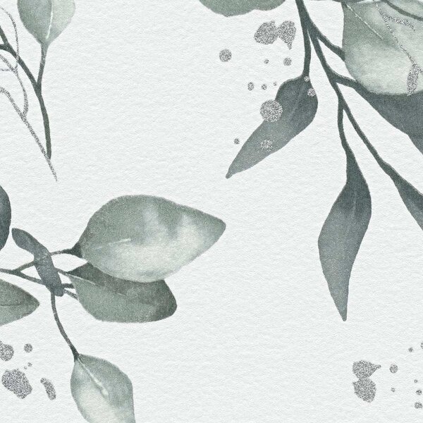 A.S. Création | Vliesová tapeta na stenu Pure Elegance 39768-2 | 0,53 x 10,05 m | biela, zelená, metalická
