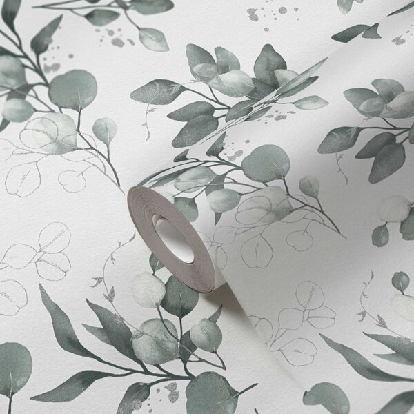 A.S. Création | Vliesová tapeta na stenu Pure Elegance 39768-2 | 0,53 x 10,05 m | biela, zelená, metalická