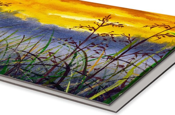 DIMEX | Dibond doska za kuchynskú linku | DBW-10060-210 Denimová maľba lúčnej trávy | 100 x 60 cm