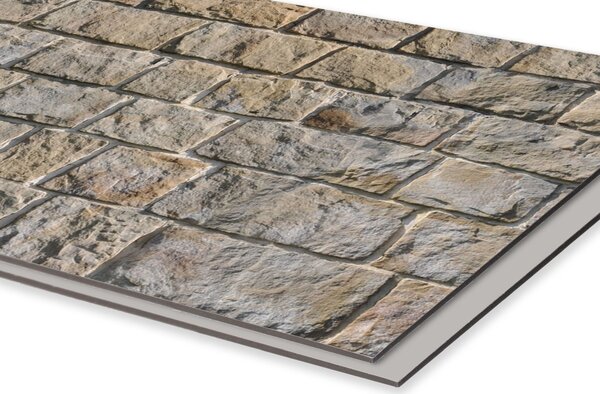 DIMEX | Dibond doska za kuchynskú linku | DBW-18060-251 Múr z kamenných blokov | 180 x 60 cm