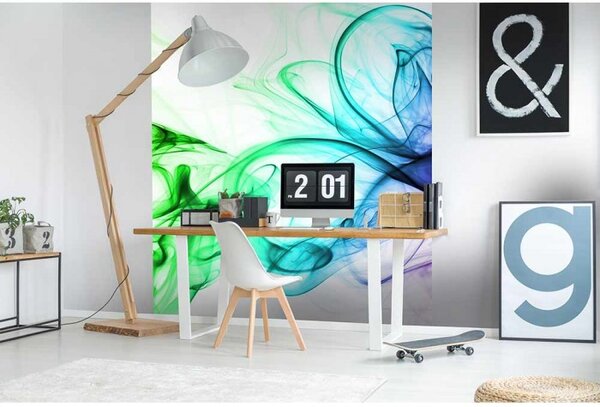 DIMEX | Vliesová fototapeta na stenu Studený dym farieb MS-3-0290 | 225 x 250 cm | biela, zelená, tyrkysová, modrá, fialová