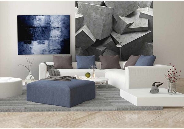 DIMEX | Vliesová fototapeta na stenu 3D betónové kvádre MS-3-0176 | 225 x 250 cm | šedá