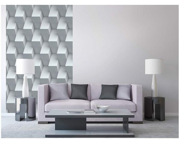 DIMEX | Vliesové fototapety na stenu 3D kubický múr MS-2-0298 | 150 x 250 cm | biela, šedá