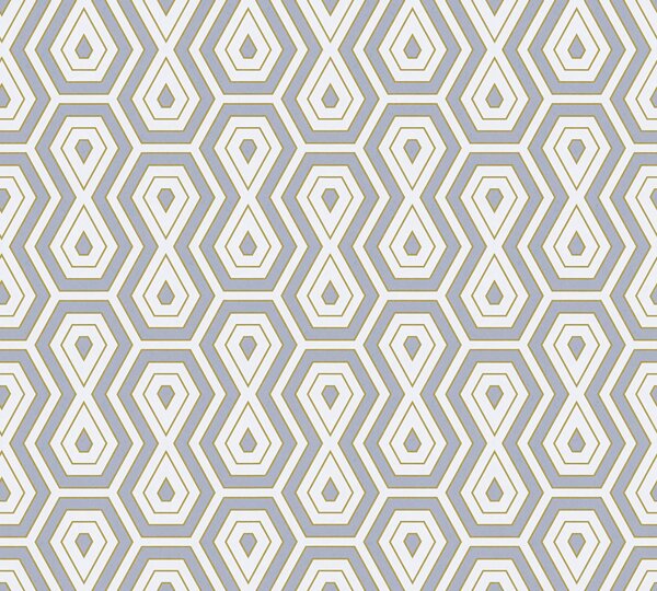 A.S. Création | Vliesová tapeta na stenu AP Jungle Chic 37707-6 | 0,53 x 10,05 m | biela, zlatá, šedá