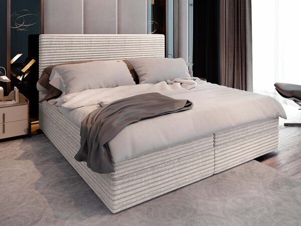 Manželská boxspring posteľ s úložným priestorom Samana 140x200 - krémová