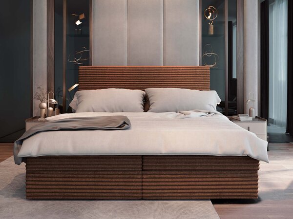 Manželská boxspring posteľ s úložným priestorom Samana 180x200 - tehlová