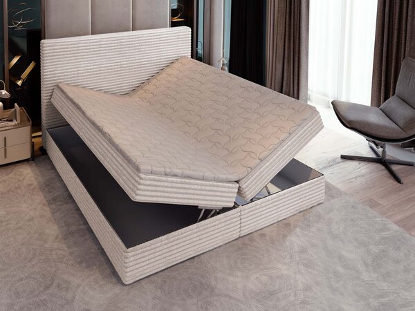 Manželská boxspring posteľ s úložným priestorom Samana 140x200 - krémová