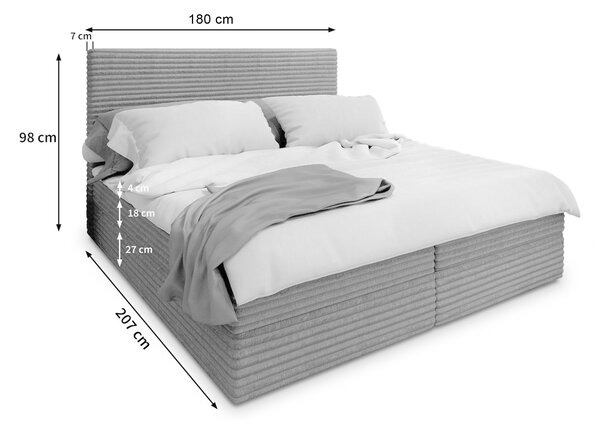 Manželská boxspring posteľ s úložným priestorom Samana 180x200 - tehlová