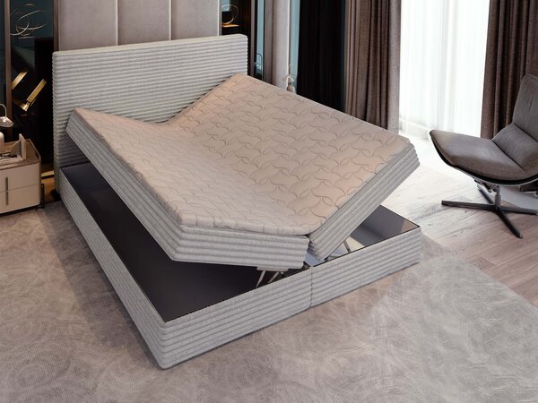Manželská boxspring posteľ s úložným priestorom Samana 160x200 - sivá