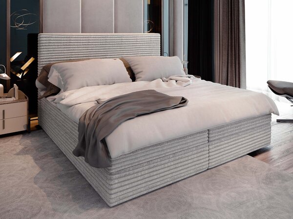 Manželská boxspring posteľ s úložným priestorom Samana 160x200 - sivá