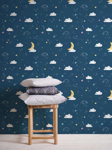 A.S. Création | Vliesová tapeta na stenu Little Love 38141-1 | 0,53 x 10,05 m | modrá, biela