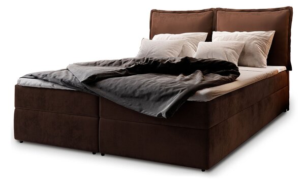 Manželská boxspring posteľ s úložným priestorom Lente 160x200 - čokoládová