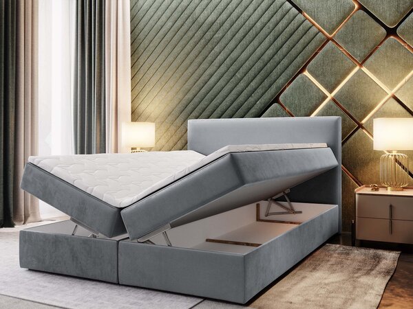 Manželská boxspring posteľ s úložným priestorom Lente 160x200 - sivá