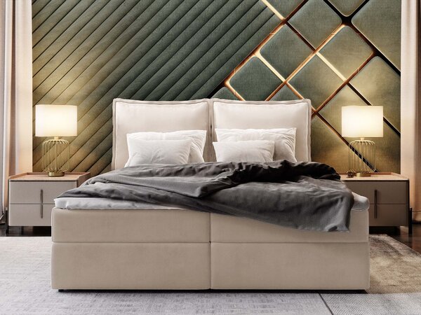 Manželská boxspring posteľ s úložným priestorom Lente 140x200 - krémová