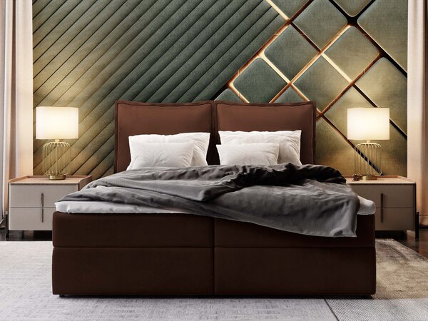 Manželská boxspring posteľ s úložným priestorom Lente 160x200 - čokoládová