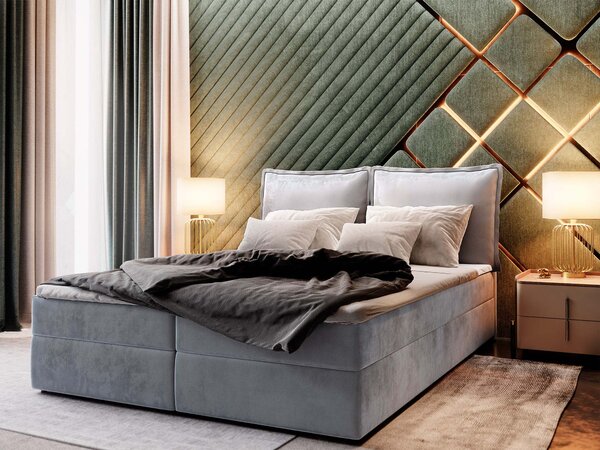 Manželská boxspring posteľ s úložným priestorom Lente 160x200 - sivá