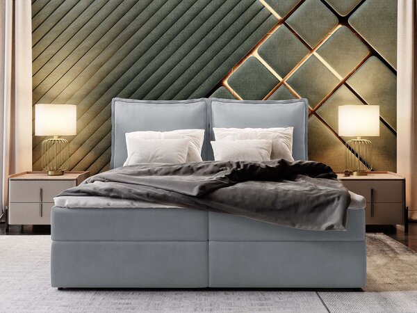 Manželská boxspring posteľ s úložným priestorom Lente 160x200 - sivá
