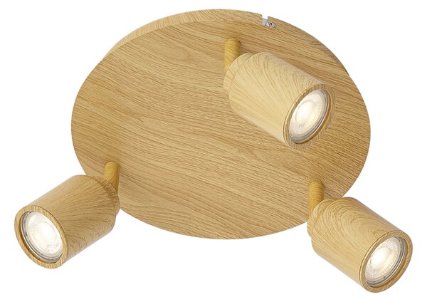 Japandi stropné svietidlo svetlé drevo s nastaviteľnými bodmi 3-Lights IP44 - Ducha