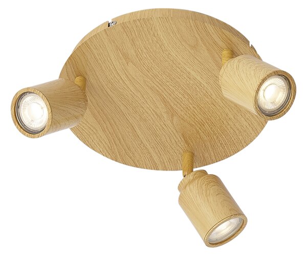 Japandi stropné svietidlo svetlé drevo s nastaviteľnými bodmi 3-Lights IP44 - Ducha