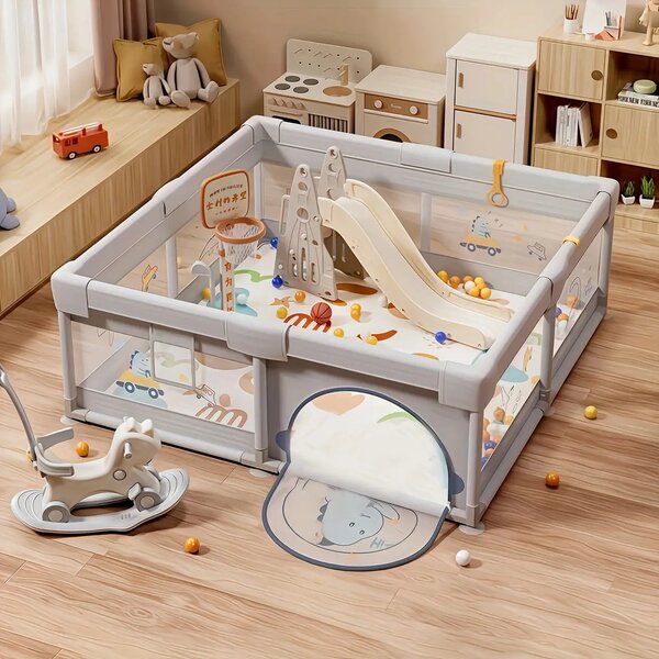 Detská Ohrádka Playfort™ - 180 X 150 Cm, Detská ohrádka PlayFort™ (Sivá) - 180 x 150 cm