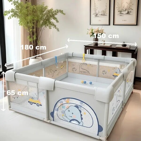 Detská Ohrádka Playfort™ - 180 X 150 Cm, Detská ohrádka PlayFort™ (Sivá) - 180 x 150 cm