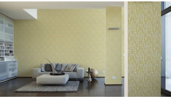 A.S. Création | Vliesová tapeta na stenu Palila 36312-4 | 0,53 x 10,05 m | žltá, biela