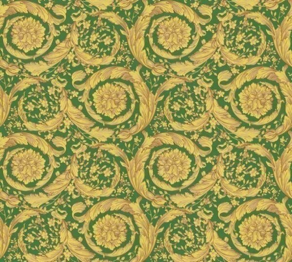 A.S. Création | Vliesová tapeta na stenu Versace 36692-6 | 0,70 x 10,05 m | zelená, žltá, hnedá