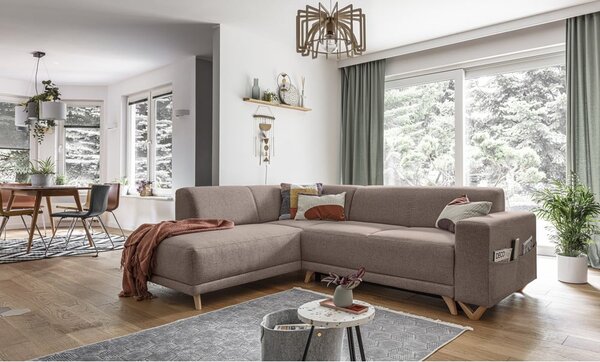 Hnedá rozkladacia/s úložným priestorom rohová pohovka (ľavý roh/do L) Classy Sophie – Miuform