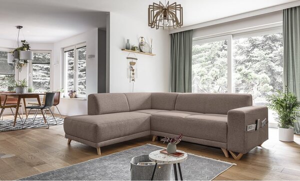 Hnedá rozkladacia/s úložným priestorom rohová pohovka (ľavý roh/do L) Classy Sophie – Miuform