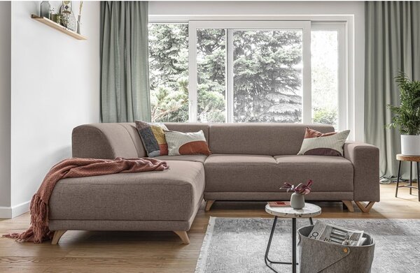 Hnedá rozkladacia/s úložným priestorom rohová pohovka (ľavý roh/do L) Classy Sophie – Miuform