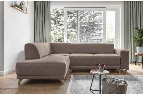Hnedá rozkladacia/s úložným priestorom rohová pohovka (ľavý roh/do L) Classy Sophie – Miuform