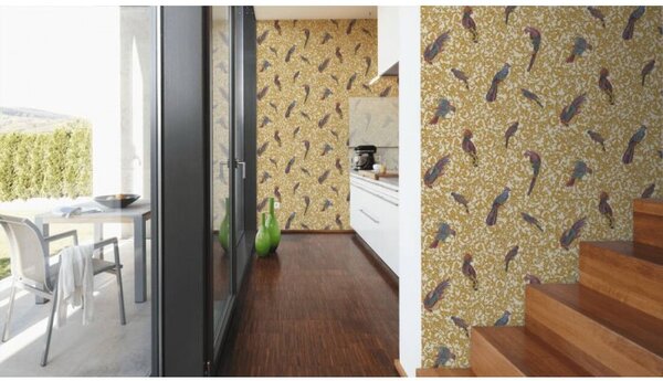 A.S. Création | Vliesová tapeta na stenu Versace 37053-2 | 0,70 x 10,05 m | žltá, hnedá, krémová
