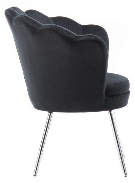 LuxuryForm DESIGN Kreslo FREY VELUR so striebornými nohami - čierne
