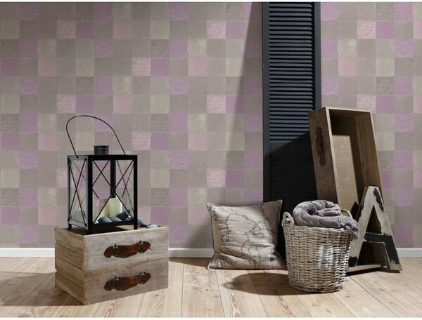 A.S. Création | Vliesová tapeta na stenu New Walls 37406-2 | 0,53 x 10,05 m | fialová, krémová, šedá