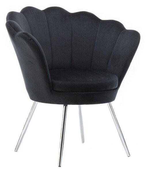 LuxuryForm DESIGN Kreslo FREY VELUR so striebornými nohami - čierne