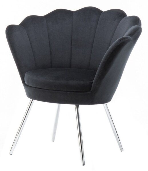 LuxuryForm DESIGN Kreslo FREY VELUR so striebornými nohami - čierne